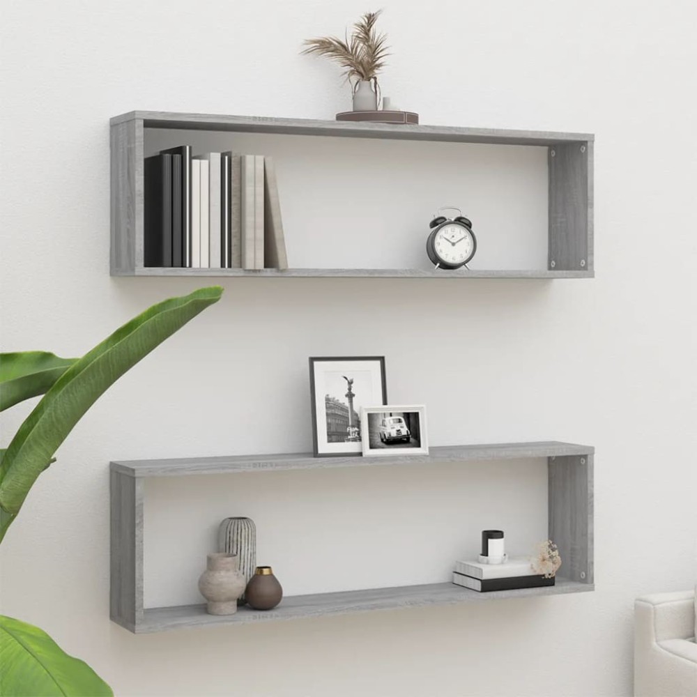 Wall Cube Shelves 4 pcs Brown Oak 100x15x30 cm Engineered Wood