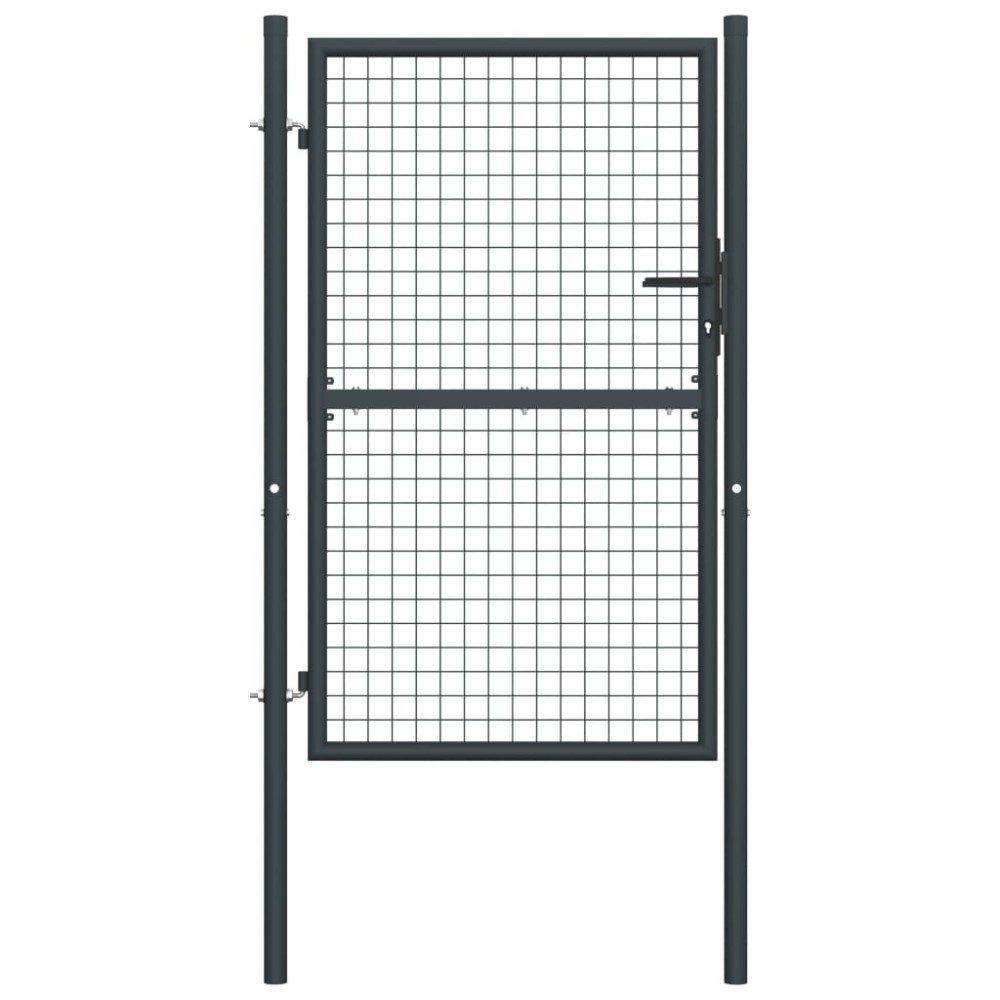 Mesh Garden Gate Galvanised Steel 100x200 cm Grey