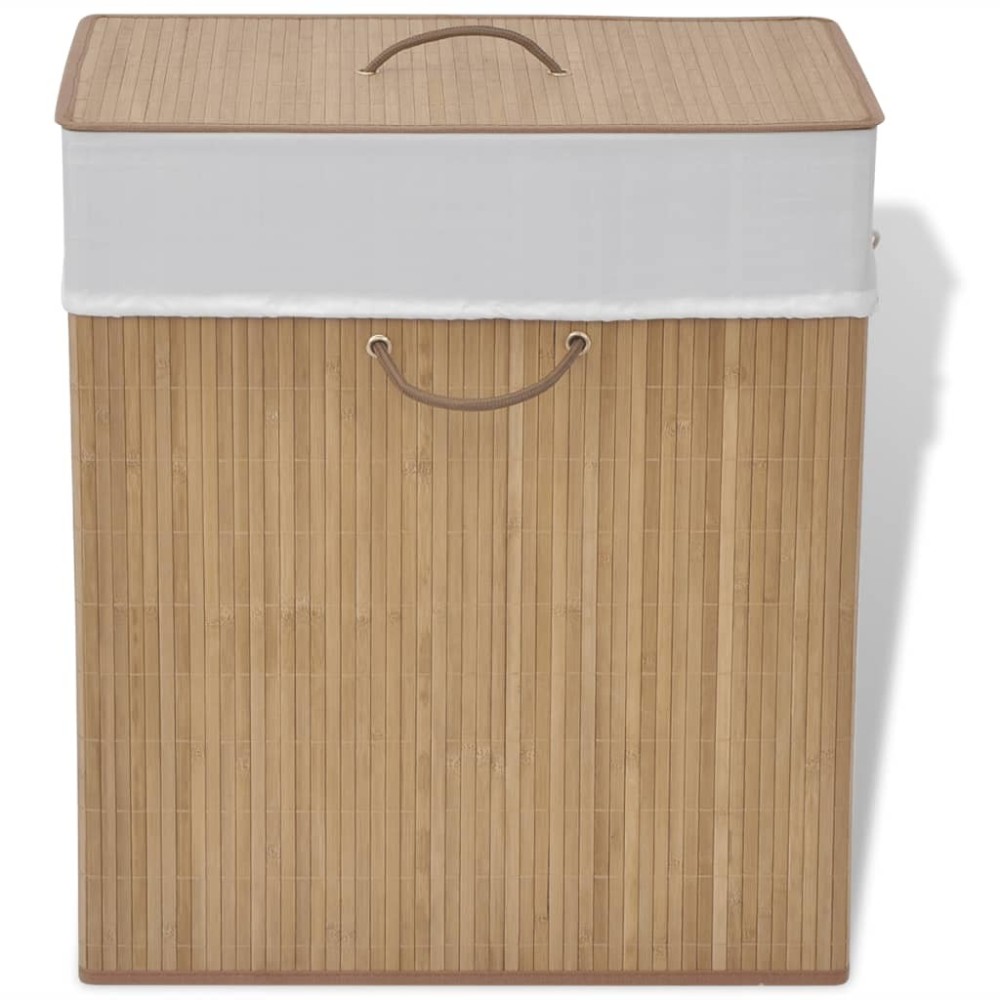 Bamboo Laundry Bin Round Brown