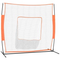 Portable Baseball Net Red&Black 219x107x212 cm Steel&Polyester