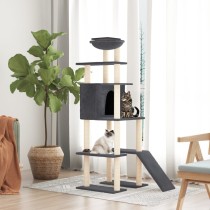 Cat Tree with Sisal Scratching Posts Light Grey 166 cm