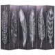 Folding Room Divider 160x170 cm Feathers Black and White