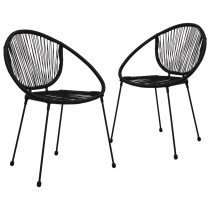 Garden Chairs 2 pcs PVC Rattan Black