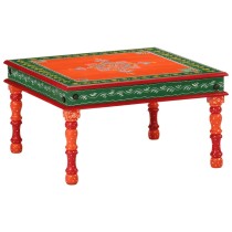 Coffee Table Red Hand Painted Solid Wood Mango