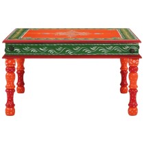 Coffee Table Red Hand Painted Solid Wood Mango