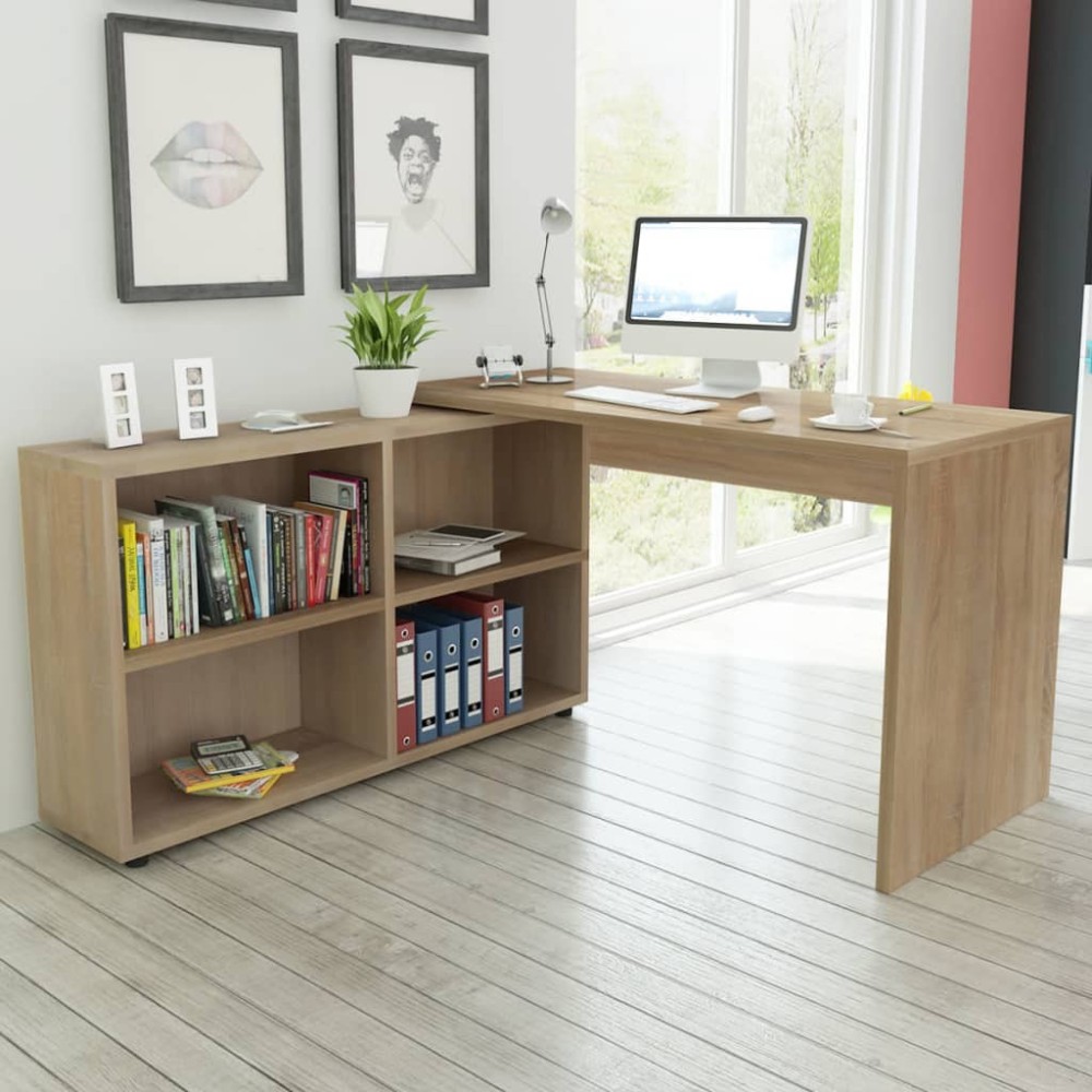 Corner Desk Smoked Oak Engineered Wood