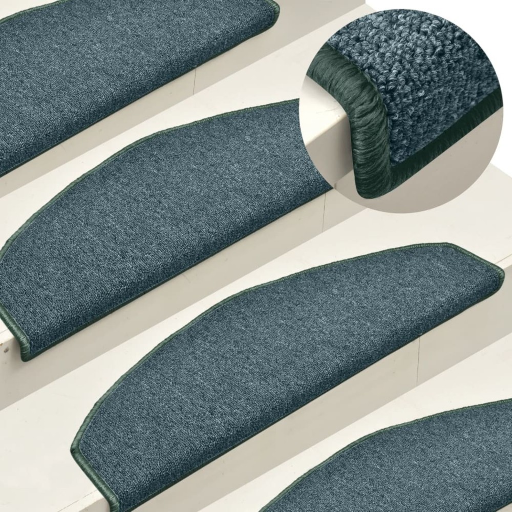 Carpet Stair Treads 15 pcs Dark Green 65x24x4 cm