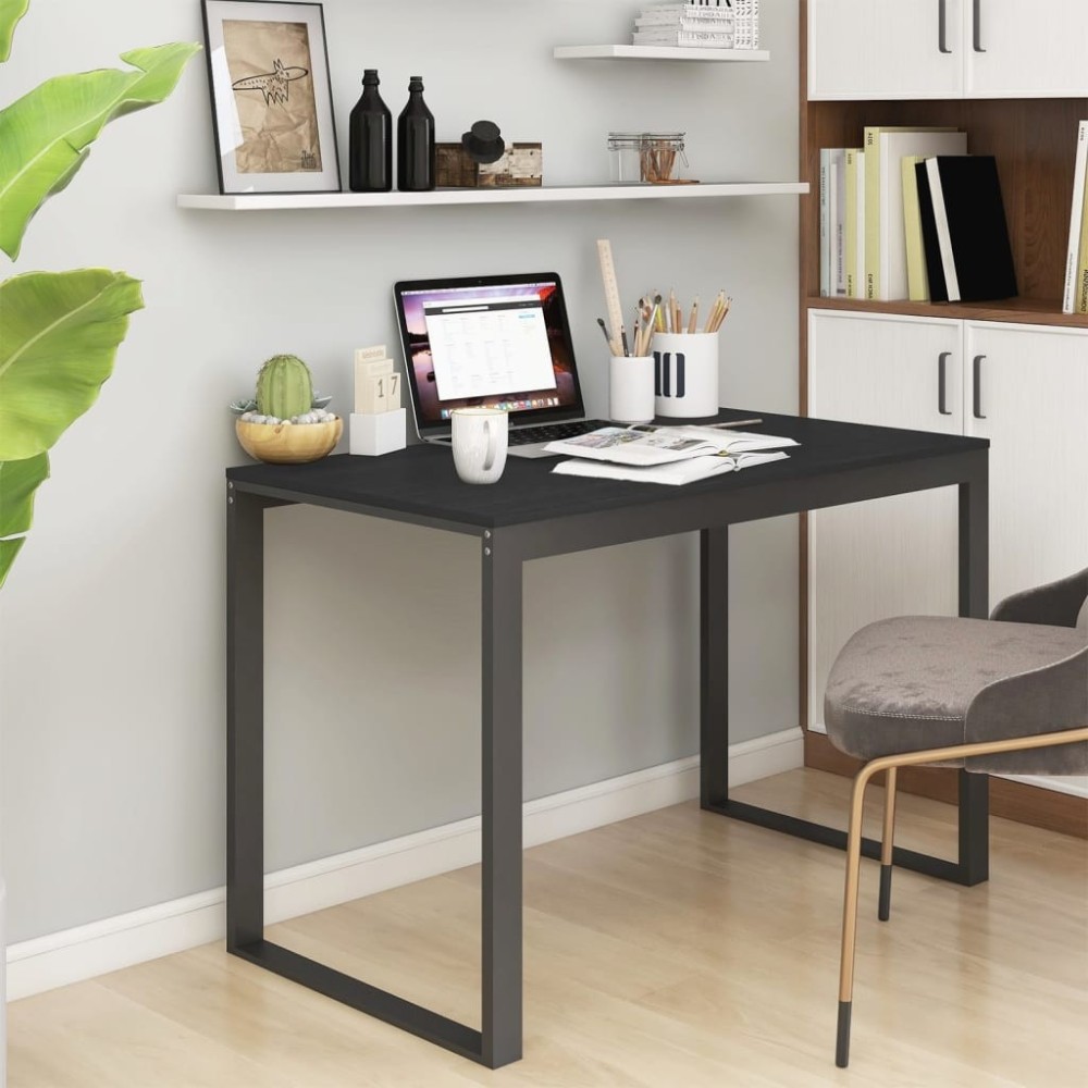 Computer Desk Black and Oak 110x60x73 cm Engineered Wood