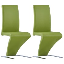 Dining Chairs with Zigzag Shape 6 pcs Green Faux Leather