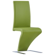 Dining Chairs with Zigzag Shape 6 pcs Green Faux Leather