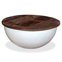 Coffee Table Solid Reclaimed Wood White Bowl Shape