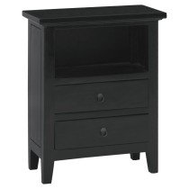 Nachttisch Schwarz 60x30x75 cm Massivholz Mahagoni