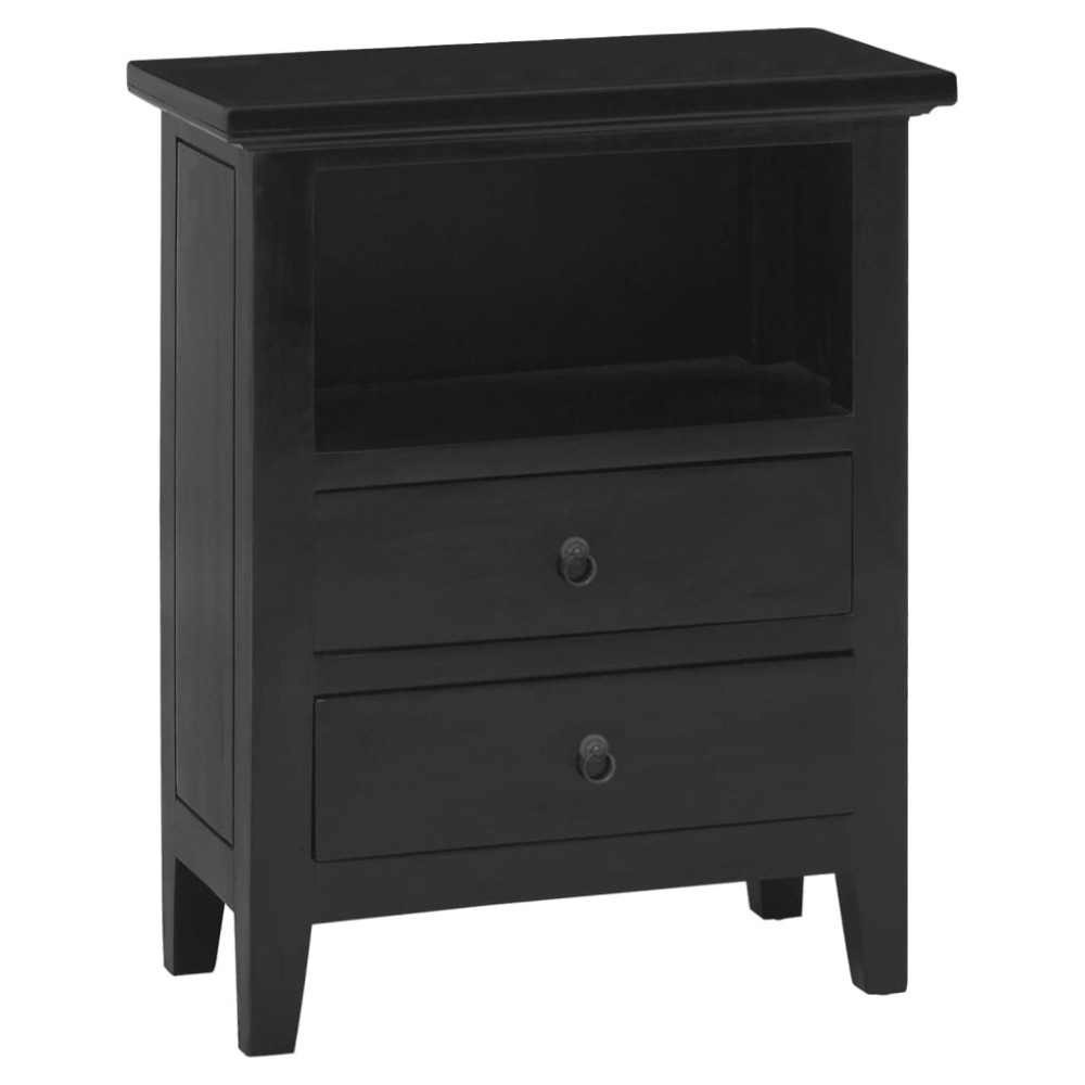 Bedside Cabinet Black 60x30x75 cm Solid Wood Mahogany