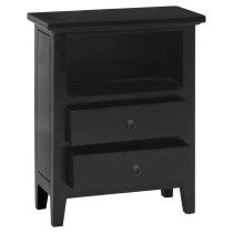 Nachttisch Schwarz 60x30x75 cm Massivholz Mahagoni