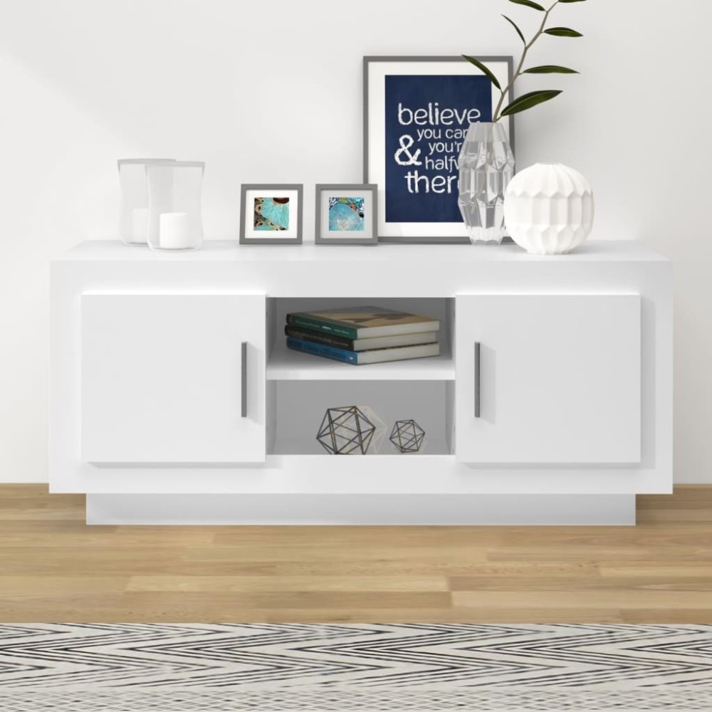 TV Cabinet White and Sonoma Oak 102x35x45 cm Engineered Wood