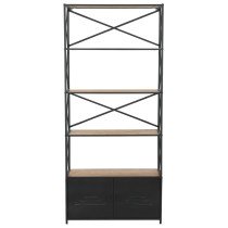 Bücherregal Massivholz Tanne und Stahl 80x32,5x180 cm