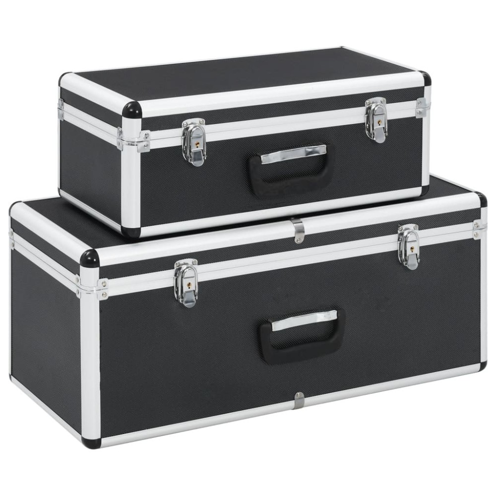 Storage Cases 2 pcs Silver Aluminium