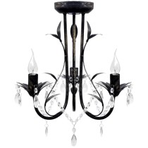 Art Nouveau Style Black Chandelier Crystal Beads 3xE14 Bulbs