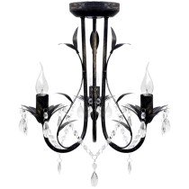 Art Nouveau Style Black Chandelier Crystal Beads 3xE14 Bulbs