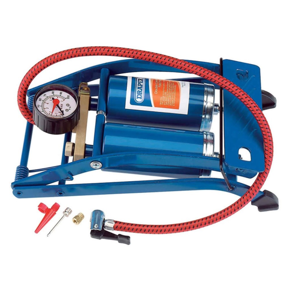 Draper Tools Double Cylinder Foot Pump Blue 25996