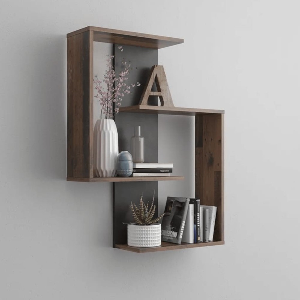 FMD Wall-mounted Reversed Shelf White Artisan Oak