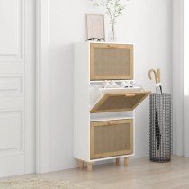 Shoe Cabinet Brown 52x25x115 cm Engineered Wood&Natural Rattan