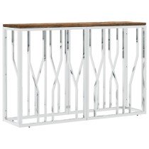 Console Table Stainless Steel and Solid Wood Reclaimed