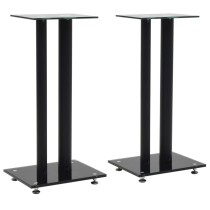 Speaker Stands 2 pcs Tempered Glass 1 Pillar Design Silver