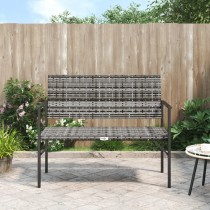 2-Seater Garden Bench Grey Poly Rattan