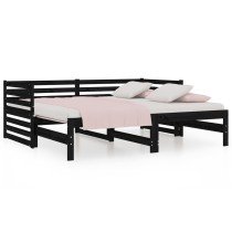 Pull-out Day Bed White 2x(80x200) cm Solid Wood Pine