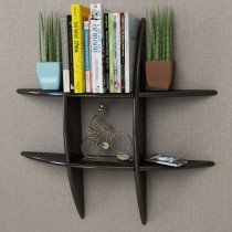 Red MDF Floating Wall Display Shelf Book/DVD Storage