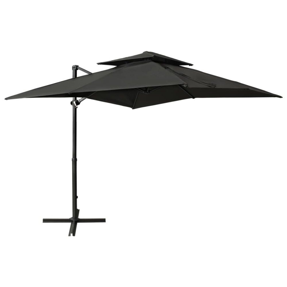 Cantilever Umbrella with Double Top 250x250 cm Black