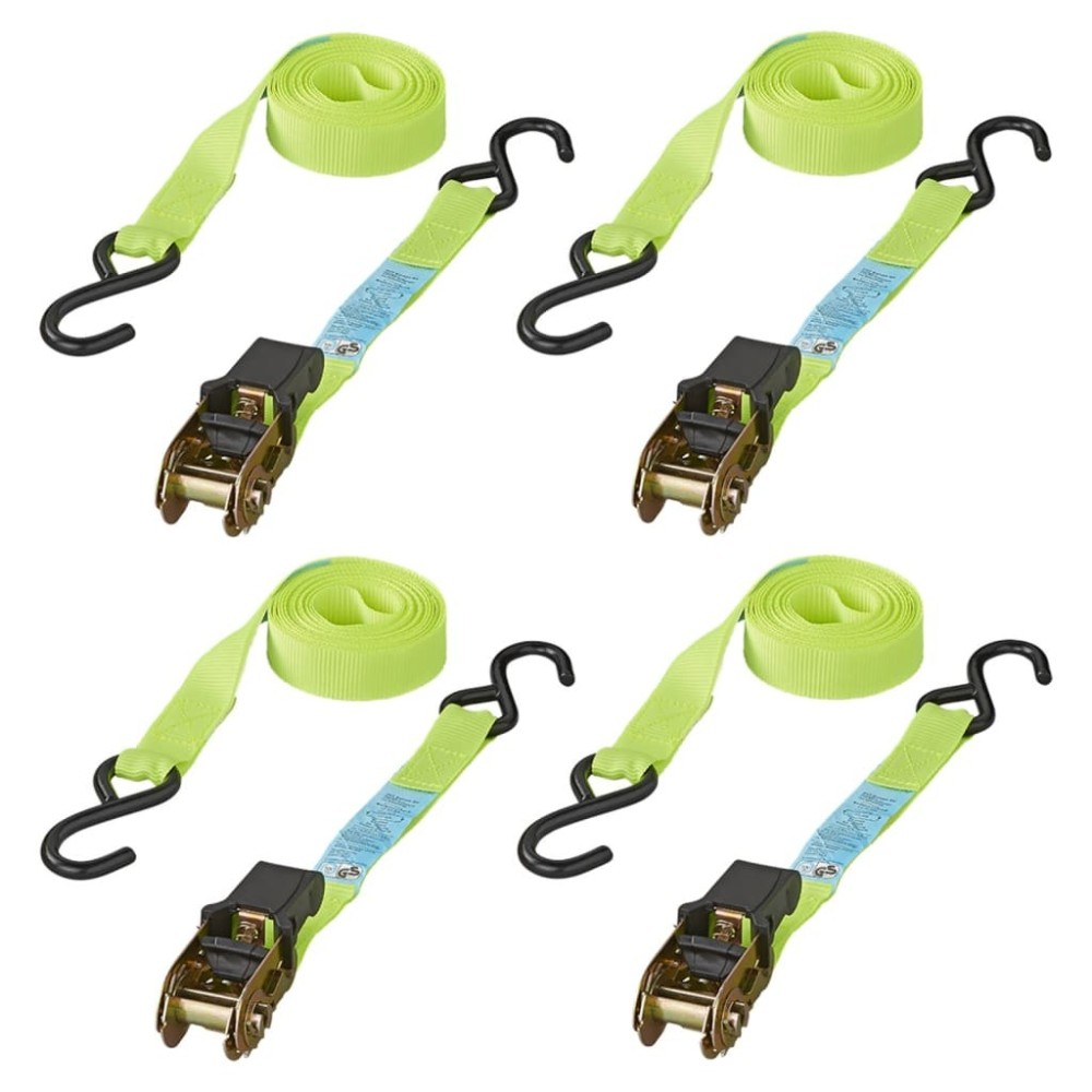 ProPlus Tie Down Strap with Ratchet + 2 Hooks Set of 4 5 m 320205