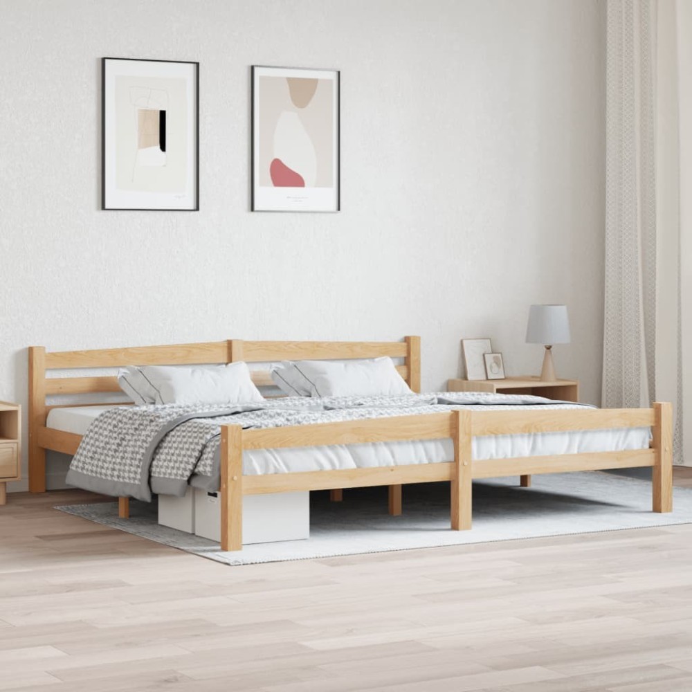 Bed Frame Dark Brown Solid Pinewood 160x200 cm