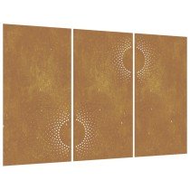 Garden Wall Decorations 3 pcs 105x55 cm Corten Steel Sun Design