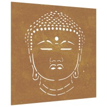 Garten-Wanddeko 55x55 cm Cortenstahl Buddha-Kopf