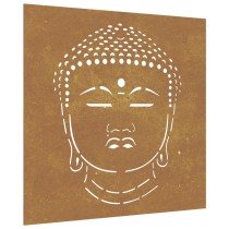 Garden Wall Decoration 55x55 cm Corten Steel Buddha Head Design