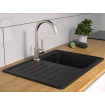 SCH TTE Sink Mixer with High Round Spout CORNWALL Low Pressure Black Matt