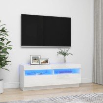 TV Cabinet with LED Lights High Gloss Grey 80x35x40 cm