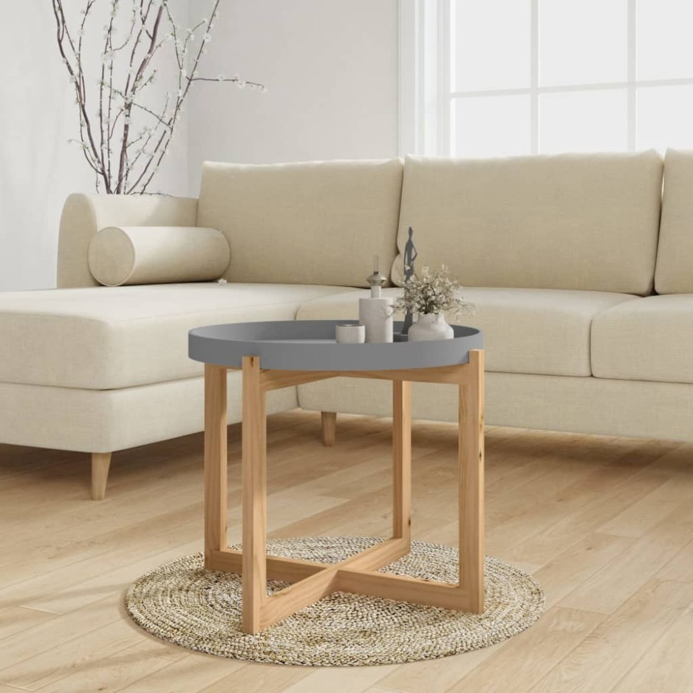 Coffee Table Black 53x53x43.5cm Engineered Wood&Solid Wood Pine