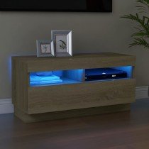 TV Cabinet with LED Lights High Gloss Grey 80x35x40 cm