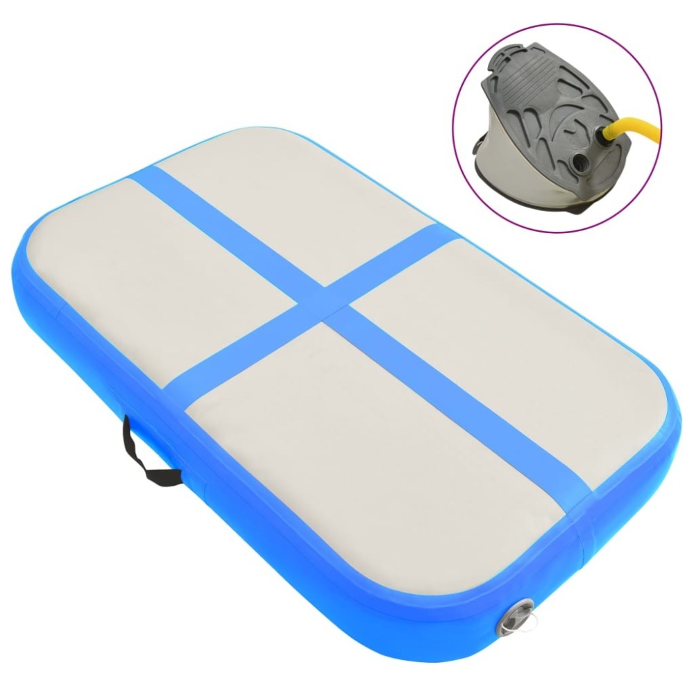 Inflatable Gymnastics Mat with Pump 60x100x15 cm PVC Blue