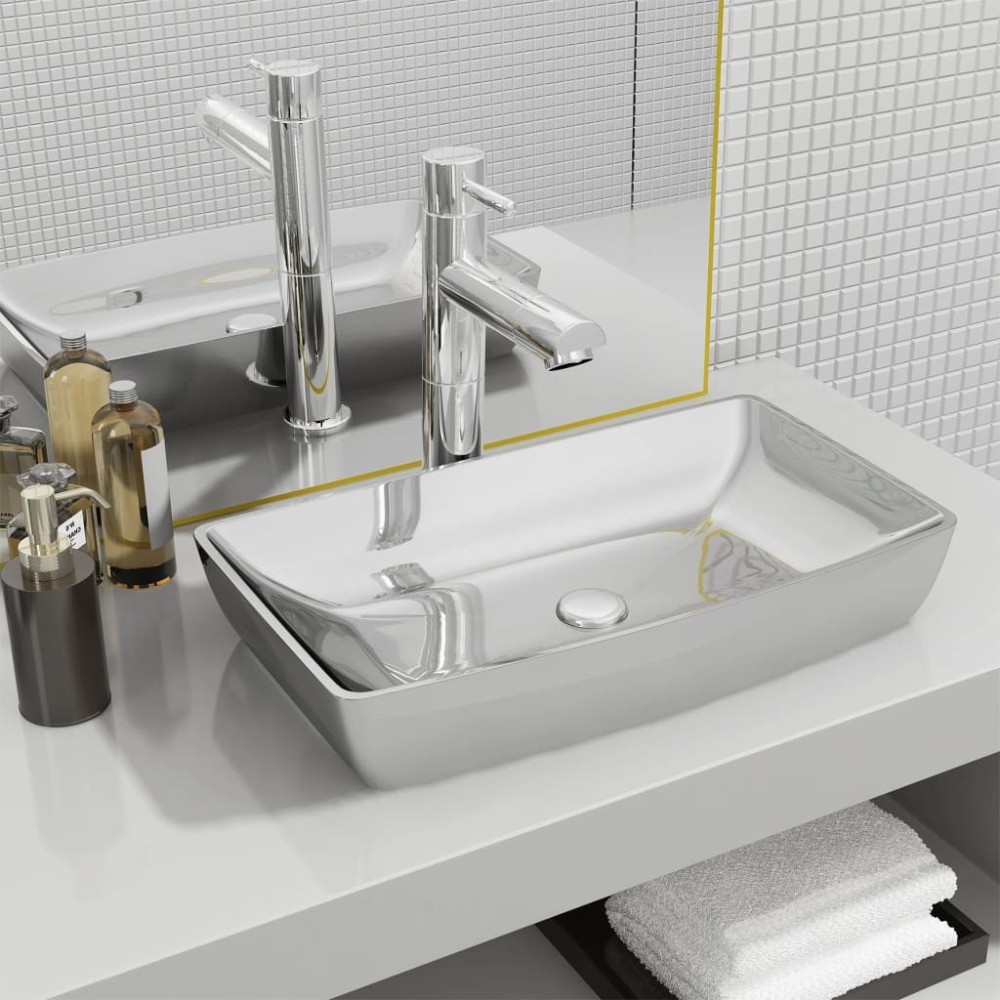 Wash Basin 71x38x13.5 cm Ceramic Gold
