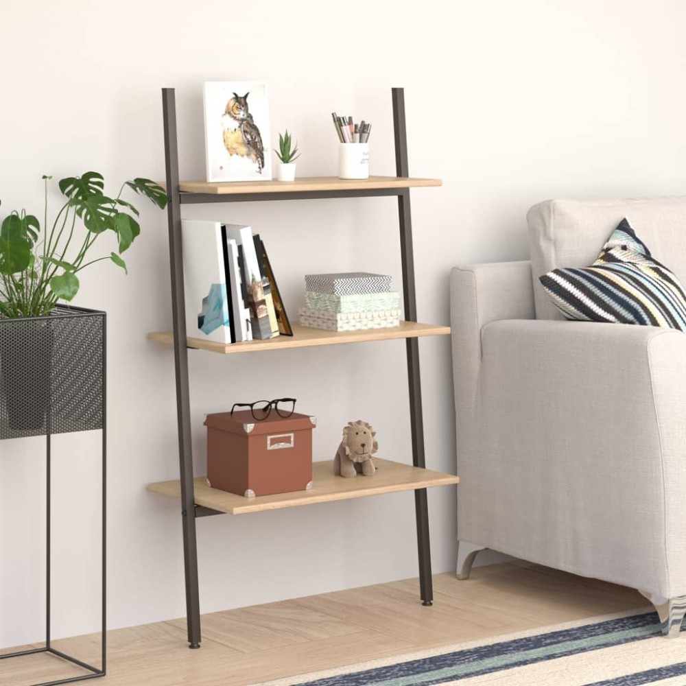 4-Tier Leaning Shelf Black 64x34x150.5 cm