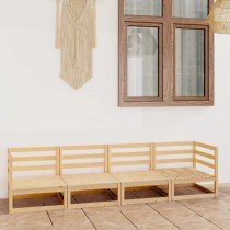 Garden 4-Seater Sofa Honey Brown Solid Pinewood