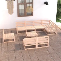 9 Piece Garden Lounge Set Honey Brown Solid Pinewood