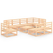 9 Piece Garden Lounge Set Honey Brown Solid Pinewood