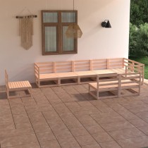 9-tlg. Garten-Lounge-Set Grau Massivholz Kiefer