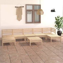 8 Piece Garden Lounge Set White Solid Wood Pine