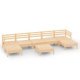 8 Piece Garden Lounge Set White Solid Wood Pine